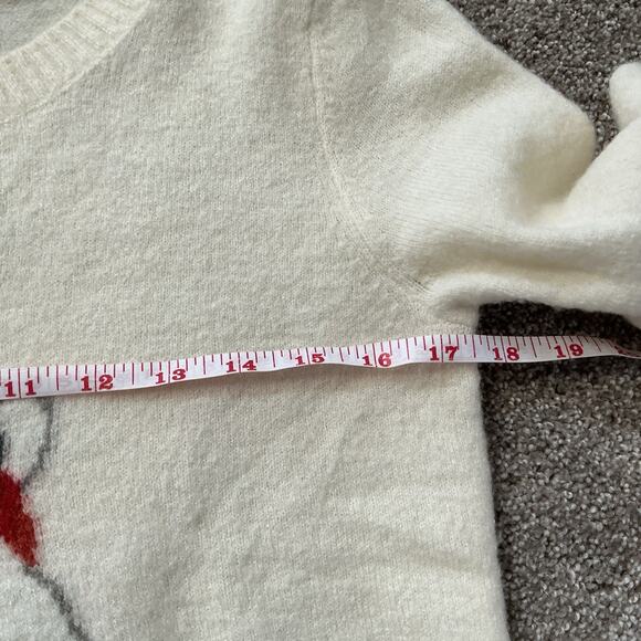 Woolrich Ivory Polar Bear Wool Blend Sweater Women's XS Pullover Knit Red Hat - Picture 8 of 12